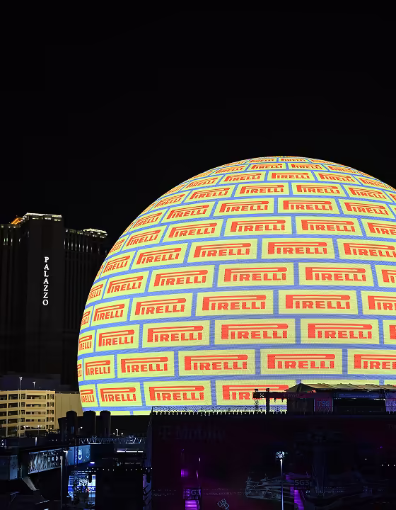 GP 500 Pirelli in Formula 1 - Il logo Pirelli illumina la Sfera in occasione del Gran Premio di Las Vegas - Las Vegas 2022